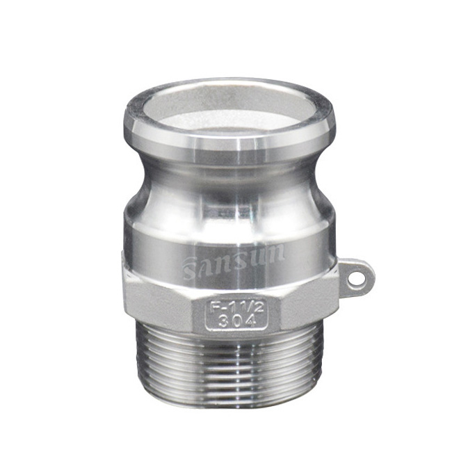 Adaptador de leva y ranura de acero inoxidable de grado alimenticio X NPT macho tipo F